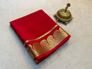 Semi Mysore Crepe Silk Mango Border Saree with Chit Pallu