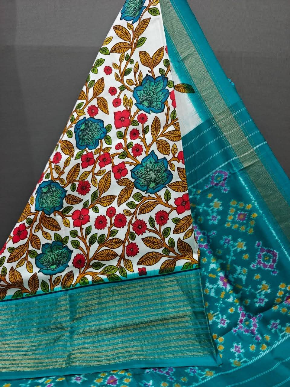 Kalamkari Designer Printed Dolla Silk Saree with Jacquard Weaving Border