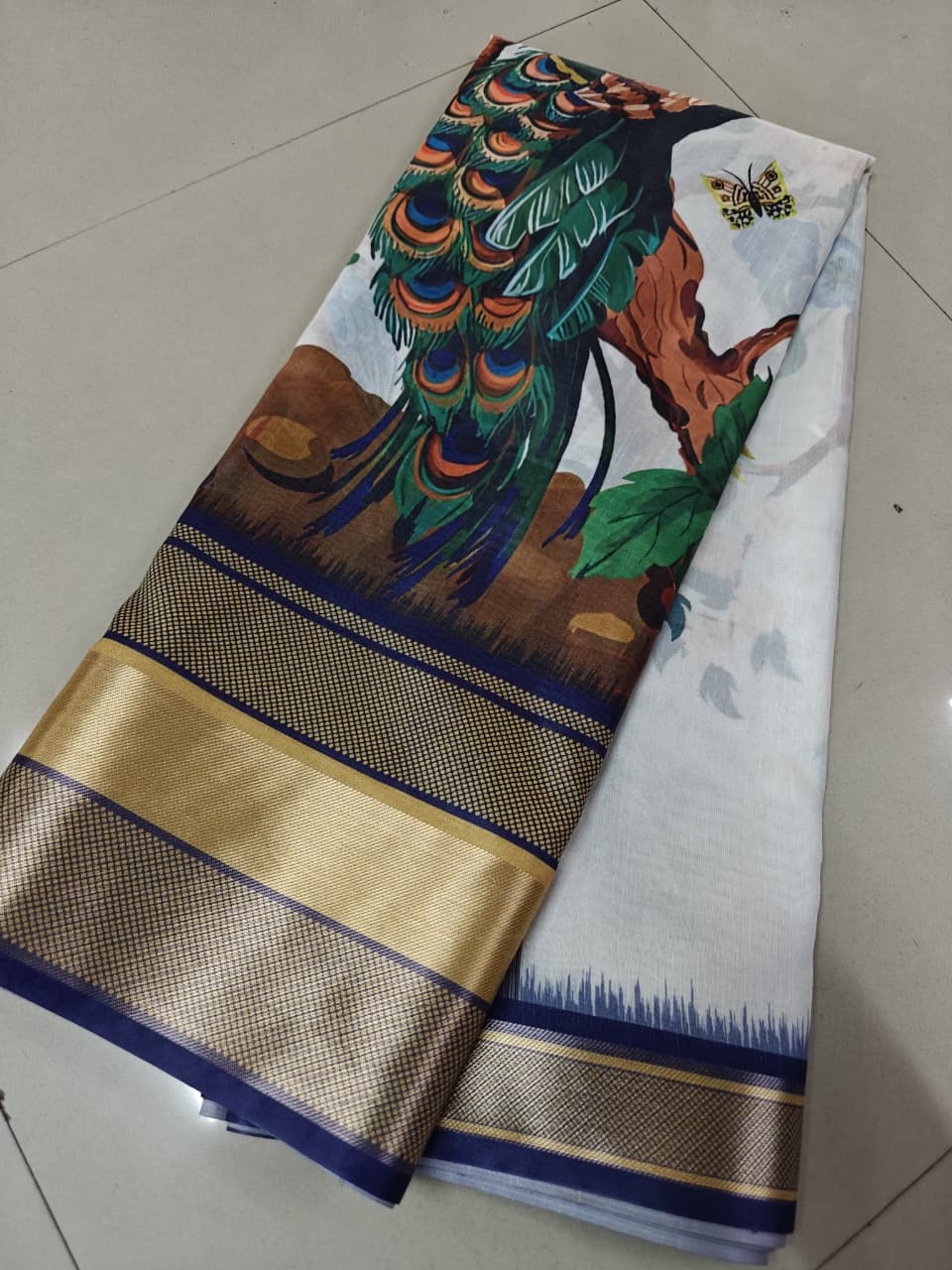 Kalamkari Designer Printed Dolla Silk Saree with Jacquard Weaving Border