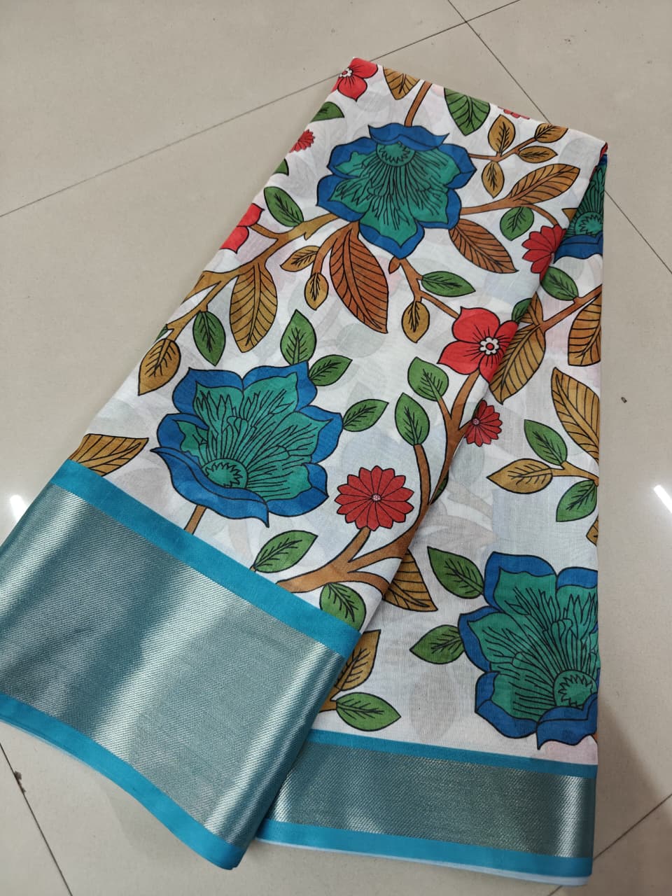 Kalamkari Designer Printed Dolla Silk Saree with Jacquard Weaving Border
