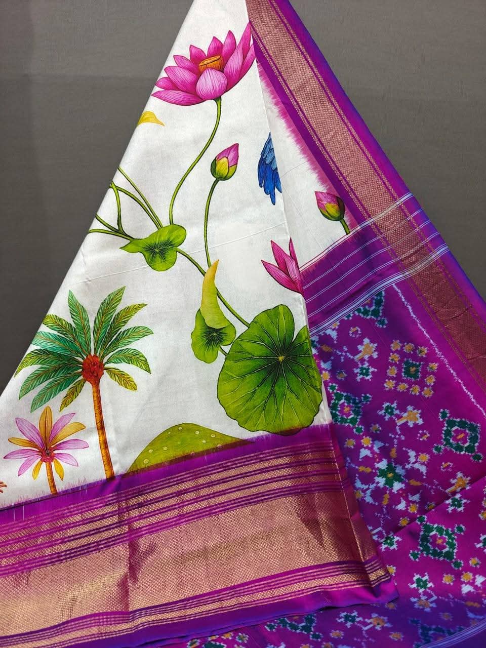 Kalamkari Designer Printed Dolla Silk Saree with Jacquard Weaving Border
