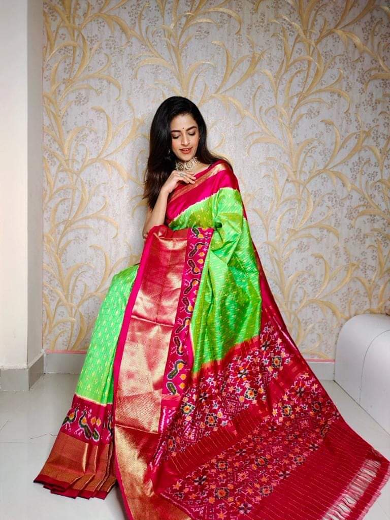 Kalamkari Designer Printed Dolla Silk Saree with Peacock Jacquard Weaving Border