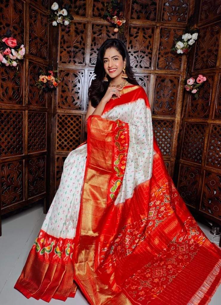 Kalamkari Designer Printed Dolla Silk Saree with Peacock Jacquard Weaving Border