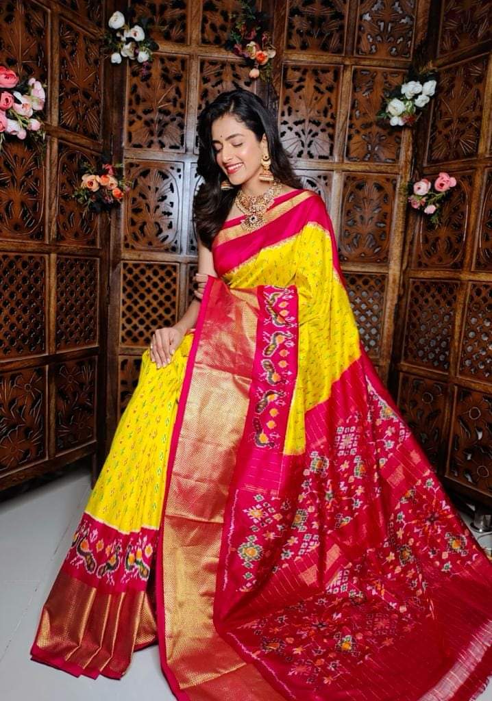 Kalamkari Designer Printed Dolla Silk Saree with Peacock Jacquard Weaving Border