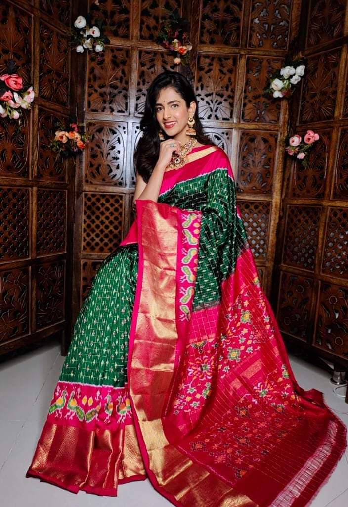 Kalamkari Designer Printed Dolla Silk Saree with Peacock Jacquard Weaving Border