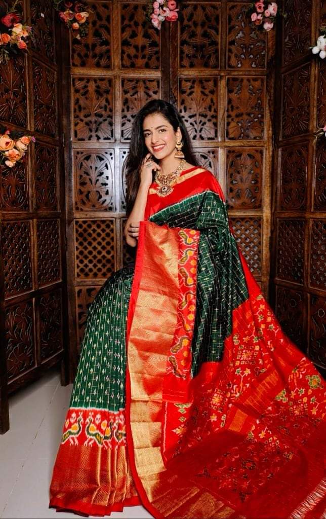Kalamkari Designer Printed Dolla Silk Saree with Peacock Jacquard Weaving Border