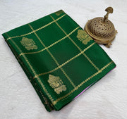 Semi Crepe Silk Saree with Chariot & Peacock Motif Body & Rich Pallu