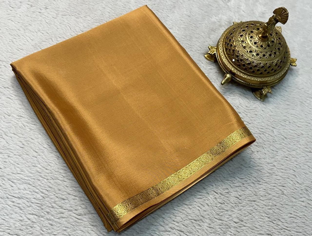 Pure Viscose Silk Small Fancy Border Saree with Chit Pallu