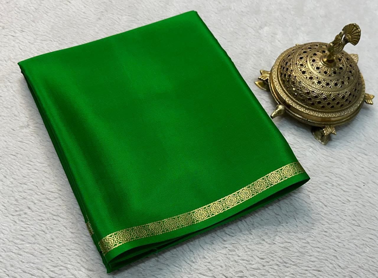 Pure Viscose Silk Small Fancy Border Saree with Chit Pallu