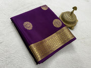 Semi Crepe Silk Saree with Flower Motifs & Rich Tissue Border