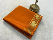 Semi Mysore Crepe Silk Fancy Elephant Border Saree with Chit Pallu