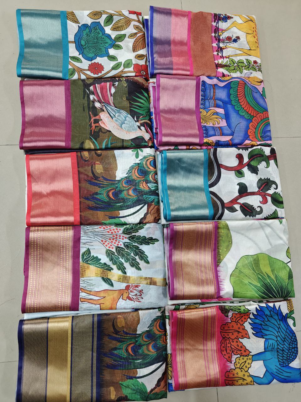 Kalamkari Ikkat Designer Printed Dolla Silk Saree with Jacquard Weaving Border
