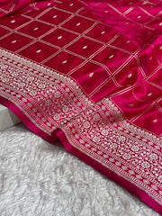 Banarasi Mashru Silk Saree with Floral Border & Rupa Sona Jacquard Work