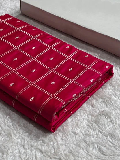 Banarasi Mashru Silk Saree with Floral Border & Rupa Sona Jacquard Work
