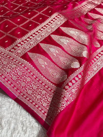 Banarasi Mashru Silk Saree with Floral Border & Rupa Sona Jacquard Work