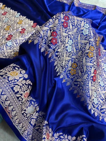 Banarasi Mashru Silk Saree Featuring Rupa Sona Weave & Scalloped Border