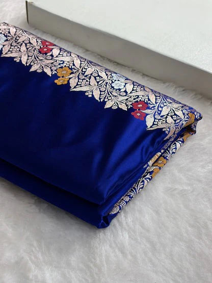 Banarasi Mashru Silk Saree Featuring Rupa Sona Weave & Scalloped Border
