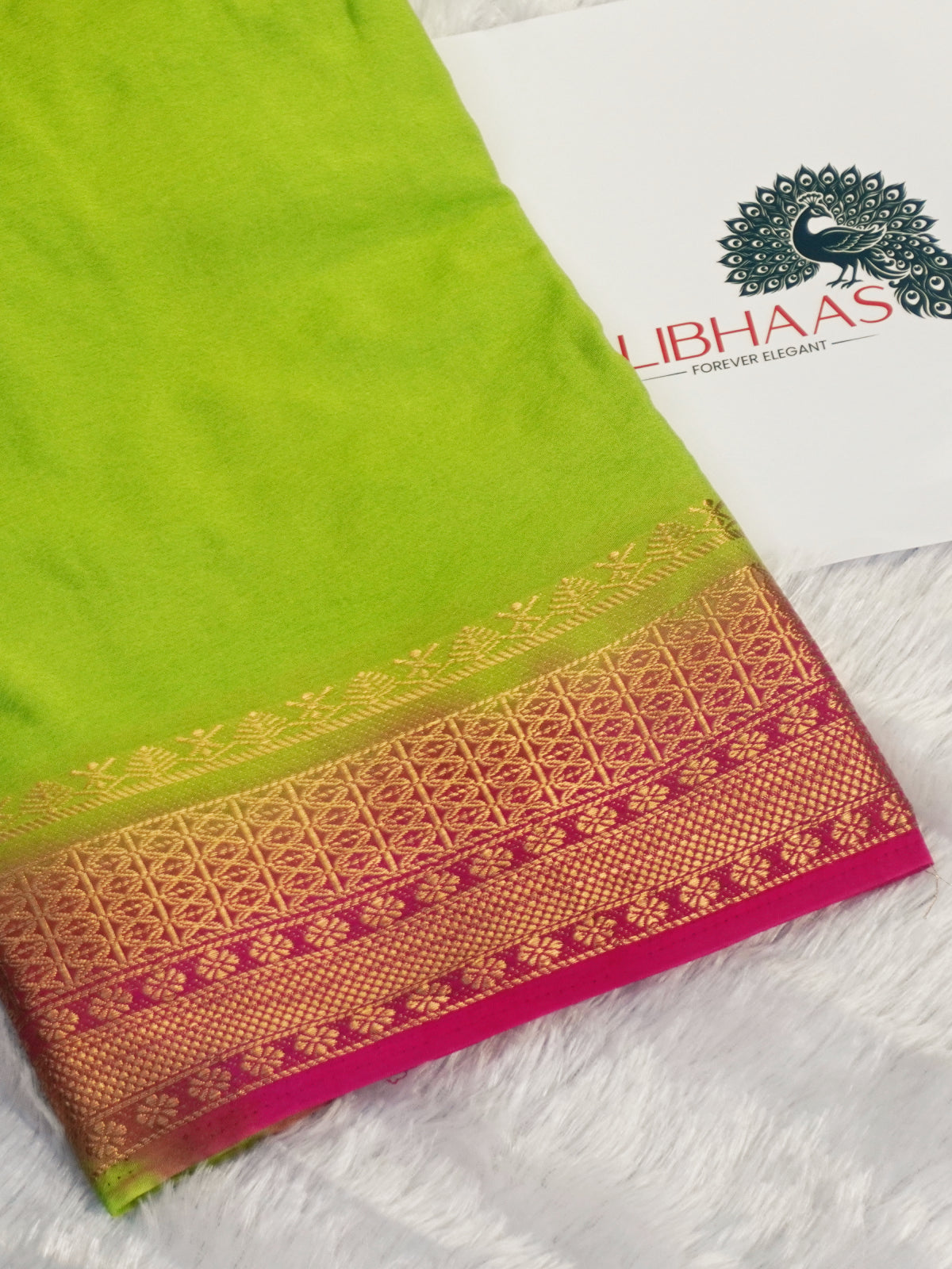Pista Green & Wine Semi Mysore Silk Saree with Rich Pallu