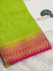 Pista Green & Wine Semi Mysore Silk Saree with Rich Pallu